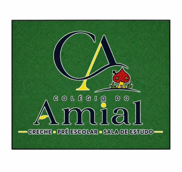 Tapete de entrada personalizado com logótipo do Colégio do Amial, creche e pré-escolar, produzido pela Abramo