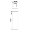 Infografia com as medidas 745x250x250 mm do ecoponto INOX individual 2 separadores.