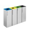 Ecoponto metálico individual para empresas com 4 separadores coloridos para reciclagem.