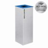 Ecoponto Individual Inox 44L com separador azul para reciclagem de papel e cartão