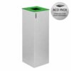 Ecoponto Individual Inox 44L com separador verde para reciclagem de vidro