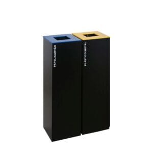 Ecoponto Individual para Empresas em preto com 2 separadores, disponível em azul, amarelo, verde e cinzento