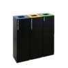 Ecoponto Individual para Empresas em preto com 3 separadores coloridos e capacidade de 132 litros.