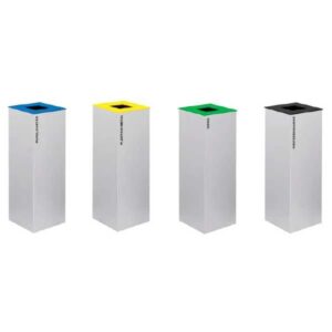 Ecoponto individual metal epoxi 44L, opções de cor de tampa disponíveis