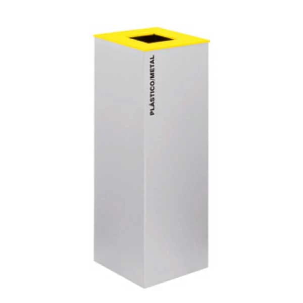Ecoponto individual de reciclagem para empresas em metal separador amarelo ( Plástico / Metal ) Embalagens 42 litros