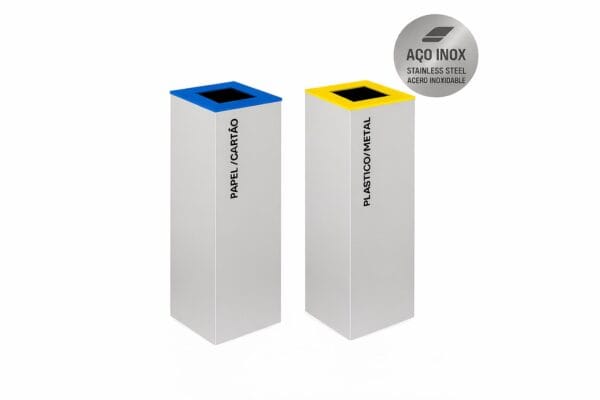 Ecoponto inox 2 separadores para empresas em ambiente de escritório