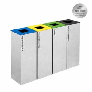Ecoponto inox 4 separadores para empresas com sistema completo de reciclagem profissional