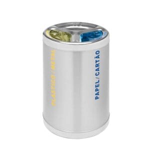 Ecoponto inox redondo 3 separadores para empresas com sistema de reciclagem eficiente