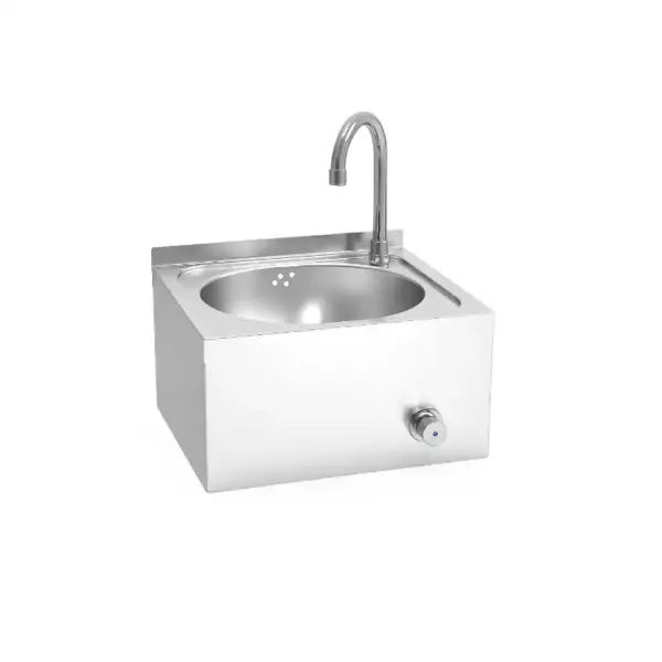 Lava-mãos de parede inox Serie Fit com comando de joelho