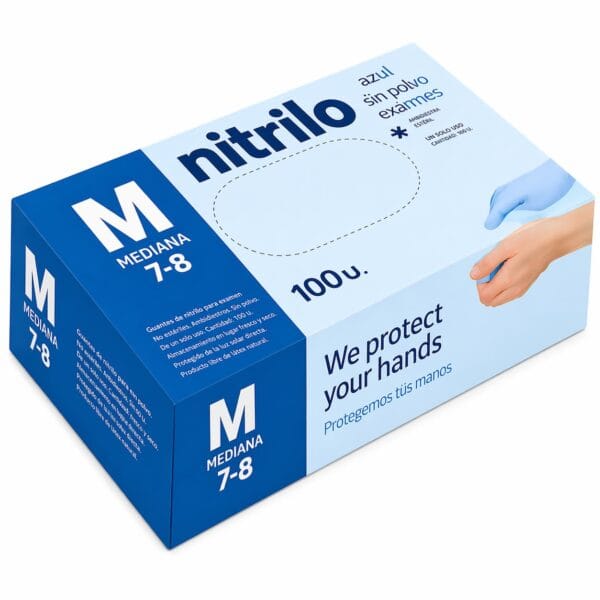 Embalagem de luvas nitrilo azuis descartáveis Abramo 3.5g