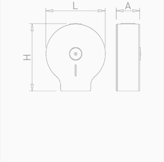 Dimensões do dispensador papel higiénico jumbo inox com esquema técnico