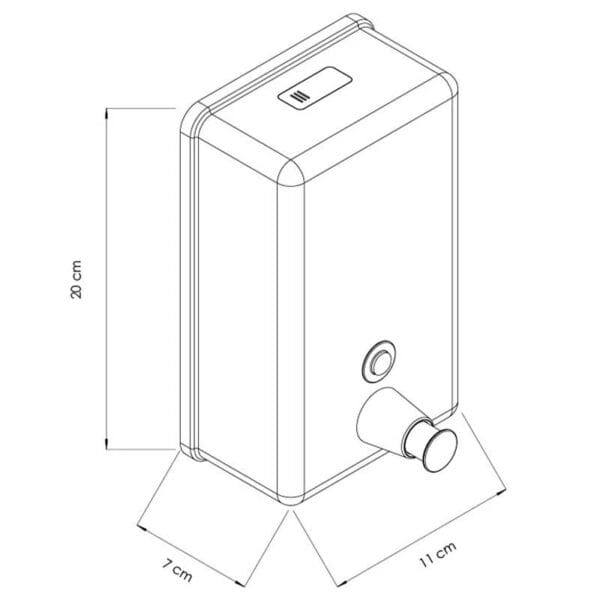 Dimensoes do dispensador sabao inox 1L ABRAMO esquema tecnico