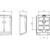 Dimensoes do dispensador toalhas papel anonimo preto em ABS com esquema tecnico para instalacao em parede