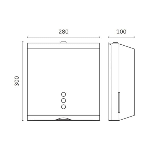 Dimensoes do dispensador toalhas papel inox esquema tecnico profissional