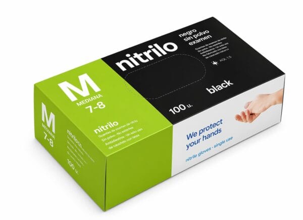 Luvas nitrilo pretas 3.5g descartáveis caixa de 100 unidades Abramo
