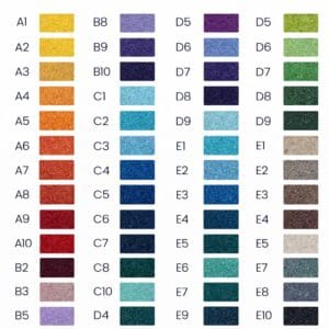 Cores disponíveis para tapete personalizado ABRAMO com várias opções de acabamento
