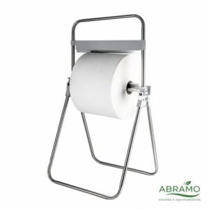 Dispensador bobine industrial em inox com suporte de pé e corte dentado
