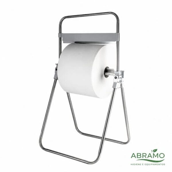 dispensador-bobine-industrial-inox-suporte-pe - Abramo Dispensador bobine industrial em inox com suporte de pé e corte dentado