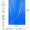 Saco lixo azul 115L em uso com características técnicas: 80 µm, PEBD 30% reciclado, 700x1000 mm — Abramo