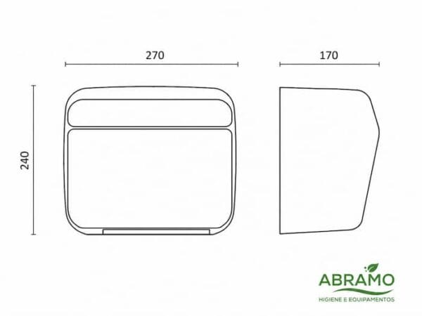 Dimensões do secador de mãos BASE Abramo inox para instalação