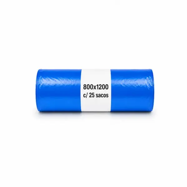 Sacos lixo azuis 120 litros rolo 25 unidades 800x1200mm Abramo