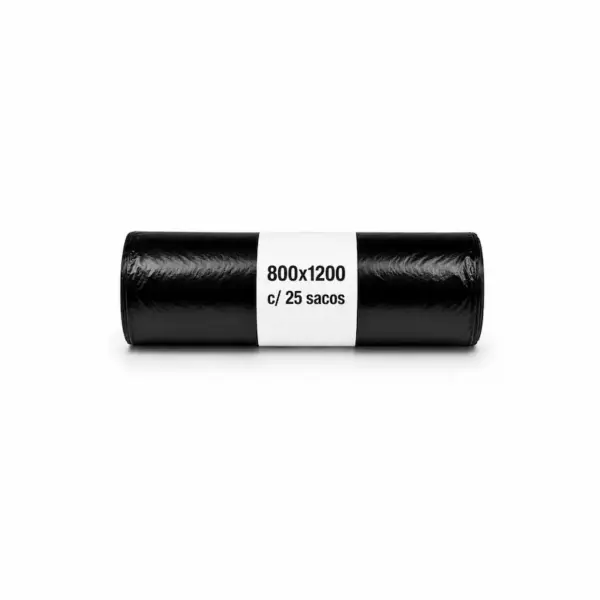 Sacos lixo pretos 120 litros rolo 25 unidades 800x1200mm PEAD Abramo