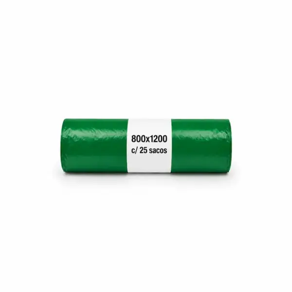 Sacos lixo verdes 120 litros rolo 25 unidades 800x1200mm Vidrão