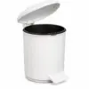 Balde do lixo redondo branco com pedal 6L aberto, balde interior preto, Abramo