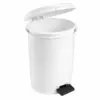 Balde do lixo redondo branco com pedal 6L, balde interior preto, Abramo