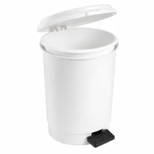 Balde do lixo redondo branco com pedal 6L, balde interior preto, Abramo