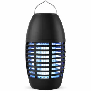 Exterminador de insetos portátil preto, LED 2W, 80 m², recarregável