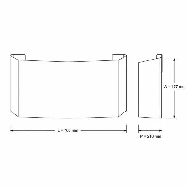 Desenho técnico com dimensões do insetocaçador industrial 40W, 160m², Abramo