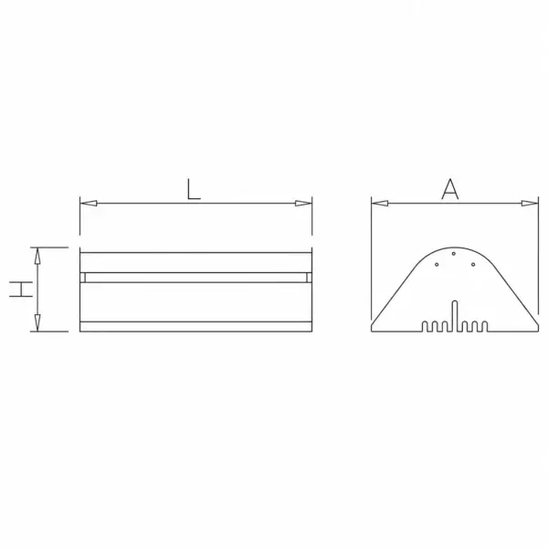 Desenho técnico com dimensões do insetocaçador inox LED 14W, 80m² — 465×155×350mm, Abramo