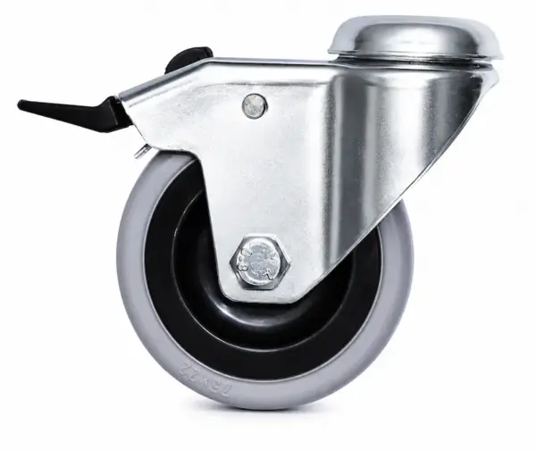 Roda giratória com travão do lava-mãos portátil inox com 2 pios
