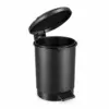 Balde do lixo preto com pedal 6L para casa de banho, Abramo