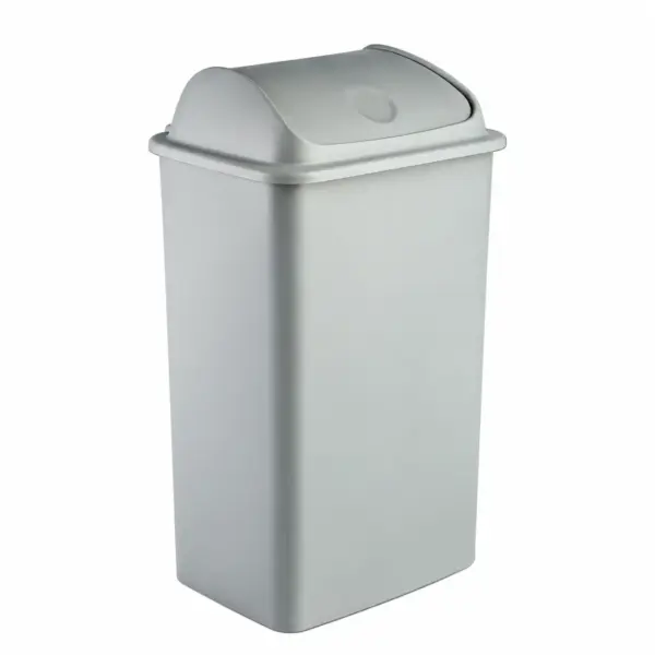 Balde do lixo cinzento com tampa basculante 42L para obra