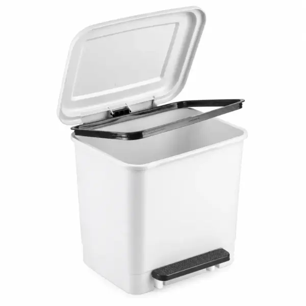 Balde do lixo 26L branco aberto com aro de retenção do saco