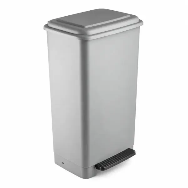 Balde do lixo cinzento 42L com pedal preto para cantina