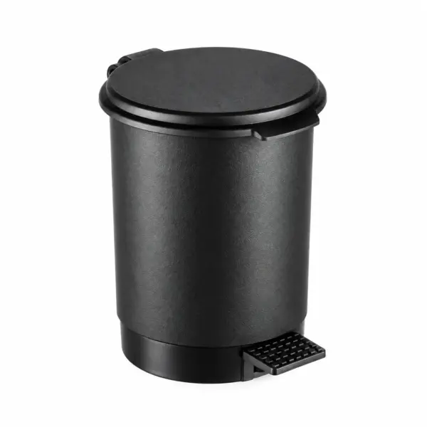 Balde do lixo preto com pedal 6L de tampa fechada, Abramo