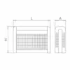 Esquema técnico com dimensões L x A x H do exterminador de insetos LED 240m2 em inox 30W