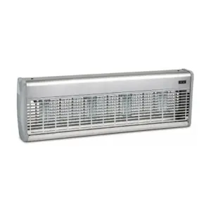 Exterminador de insetos LED 240m2 em inox 30W cinzento com grelha elétrica e corte automático