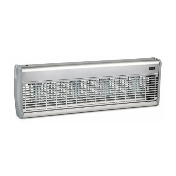 Exterminador de insetos LED 240m2 em inox 30W cinzento com grelha elétrica e corte automático