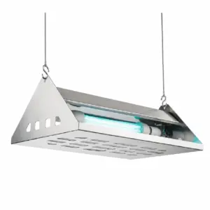 Insetocaçador industrial de teto 320m2 80W em aço inox cinzento 650x352x178mm suspenso com lâmpadas UV
